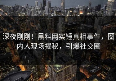 深夜刚刚！黑料网实锤真相事件，圈内人现场揭秘，引爆社交圈