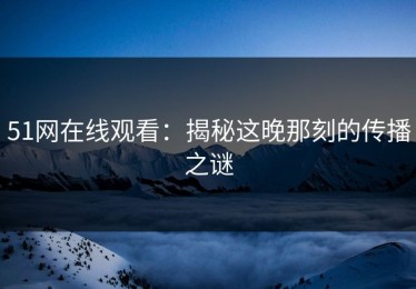 51网在线观看：揭秘这晚那刻的传播之谜