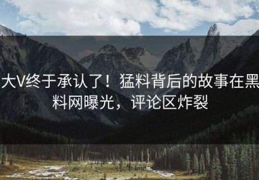 大V终于承认了！猛料背后的故事在黑料网曝光，评论区炸裂