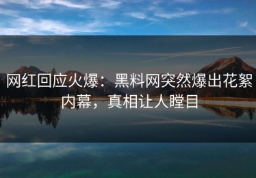 网红回应火爆：黑料网突然爆出花絮内幕，真相让人瞠目