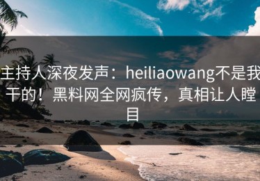 主持人深夜发声：heiliaowang不是我干的！黑料网全网疯传，真相让人瞠目