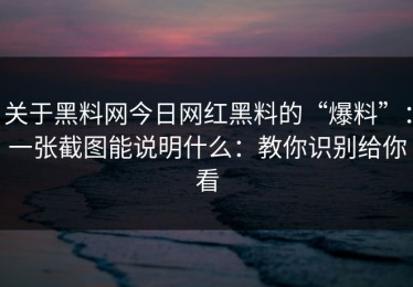 关于黑料网今日网红黑料的“爆料”：一张截图能说明什么：教你识别给你看