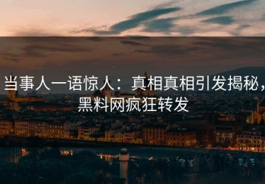 当事人一语惊人：真相真相引发揭秘，黑料网疯狂转发