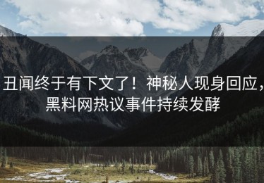 丑闻终于有下文了！神秘人现身回应，黑料网热议事件持续发酵
