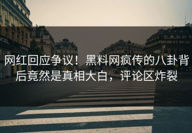 网红回应争议！黑料网疯传的八卦背后竟然是真相大白，评论区炸裂