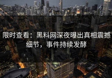 限时查看：黑料网深夜曝出真相震撼细节，事件持续发酵