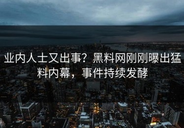 业内人士又出事？黑料网刚刚曝出猛料内幕，事件持续发酵