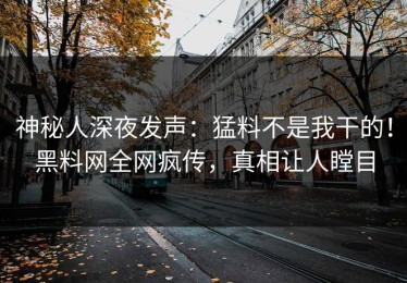 神秘人深夜发声：猛料不是我干的！黑料网全网疯传，真相让人瞠目
