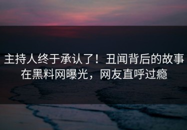 主持人终于承认了！丑闻背后的故事在黑料网曝光，网友直呼过瘾