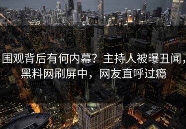 围观背后有何内幕？主持人被曝丑闻，黑料网刷屏中，网友直呼过瘾
