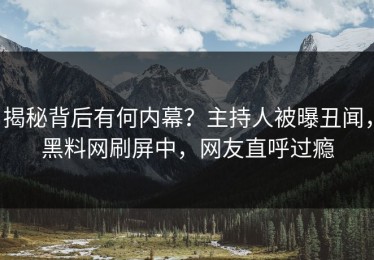 揭秘背后有何内幕？主持人被曝丑闻，黑料网刷屏中，网友直呼过瘾