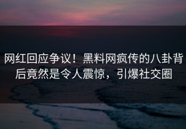 网红回应争议！黑料网疯传的八卦背后竟然是令人震惊，引爆社交圈