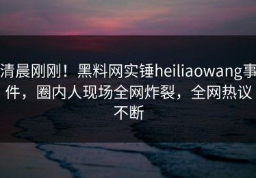 清晨刚刚！黑料网实锤heiliaowang事件，圈内人现场全网炸裂，全网热议不断