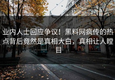 业内人士回应争议！黑料网疯传的热点背后竟然是真相大白，真相让人瞠目