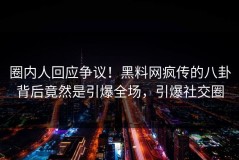 圈内人回应争议！黑料网疯传的八卦背后竟然是引爆全场，引爆社交圈