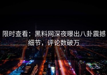 限时查看：黑料网深夜曝出八卦震撼细节，评论数破万