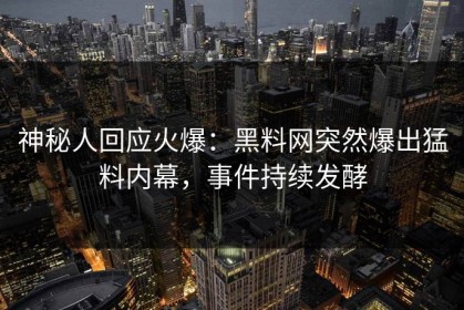 神秘人回应火爆：黑料网突然爆出猛料内幕，事件持续发酵