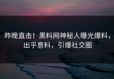 昨晚直击！黑料网神秘人曝光爆料，出乎意料，引爆社交圈