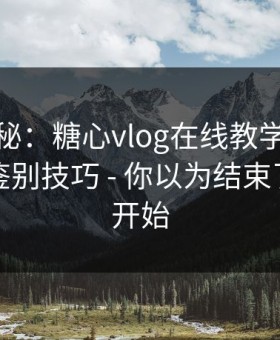 冷门揭秘：糖心vlog在线教学…真假页面的鉴别技巧 - 你以为结束了？才刚开始