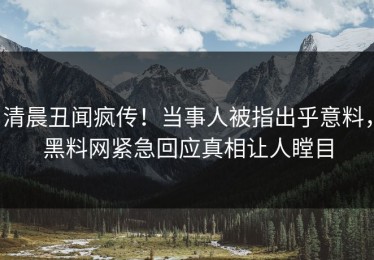 清晨丑闻疯传！当事人被指出乎意料，黑料网紧急回应真相让人瞠目