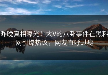 昨晚真相曝光！大V的八卦事件在黑料网引爆热议，网友直呼过瘾