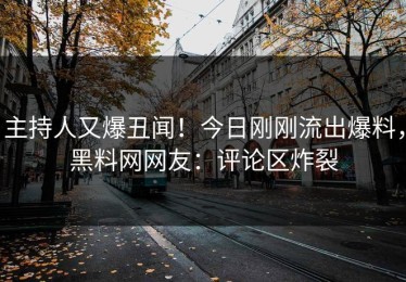 主持人又爆丑闻！今日刚刚流出爆料，黑料网网友：评论区炸裂