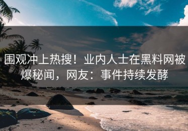 围观冲上热搜！业内人士在黑料网被爆秘闻，网友：事件持续发酵