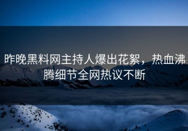 昨晚黑料网主持人爆出花絮，热血沸腾细节全网热议不断