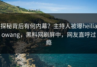 探秘背后有何内幕？主持人被曝heiliaowang，黑料网刷屏中，网友直呼过瘾