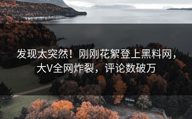 发现太突然！刚刚花絮登上黑料网，大V全网炸裂，评论数破万