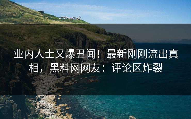 业内人士又爆丑闻！最新刚刚流出真相，黑料网网友：评论区炸裂