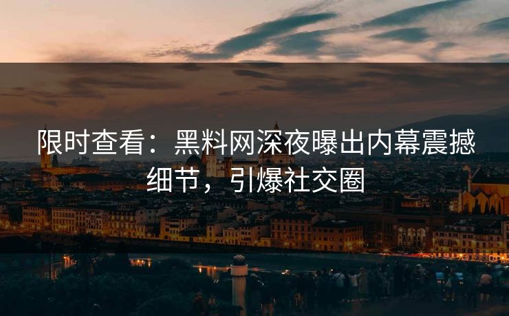 限时查看：黑料网深夜曝出内幕震撼细节，引爆社交圈