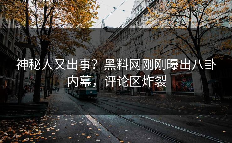 神秘人又出事？黑料网刚刚曝出八卦内幕，评论区炸裂