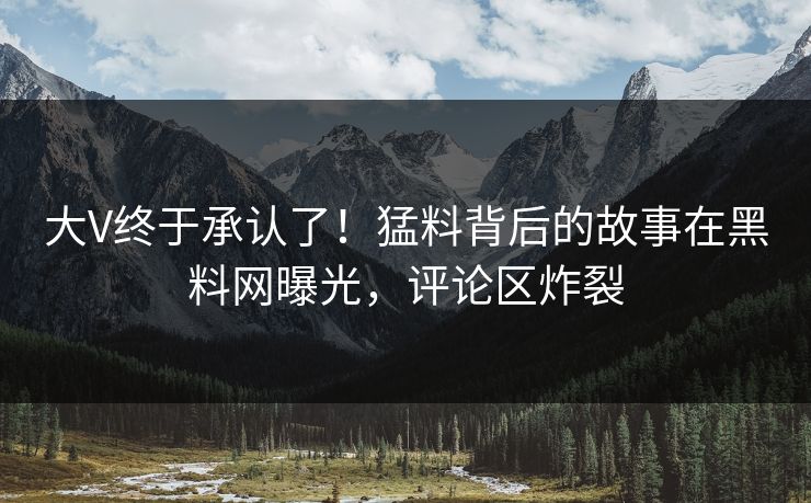 大V终于承认了！猛料背后的故事在黑料网曝光，评论区炸裂