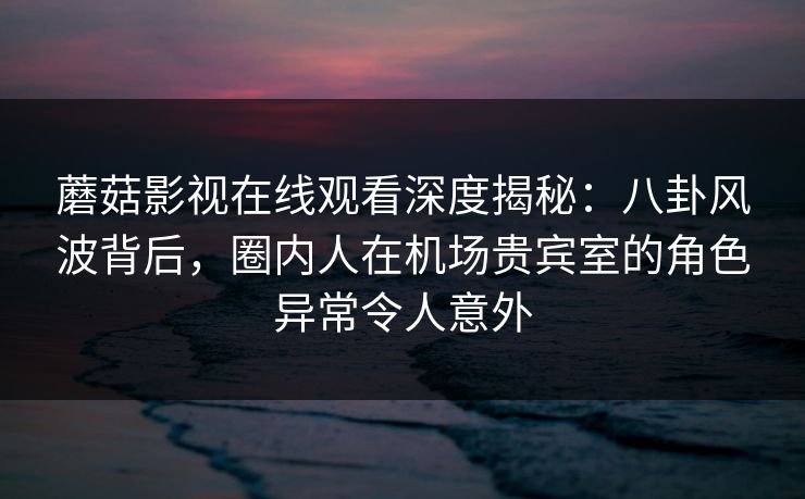 蘑菇影视在线观看深度揭秘：八卦风波背后，圈内人在机场贵宾室的角色异常令人意外