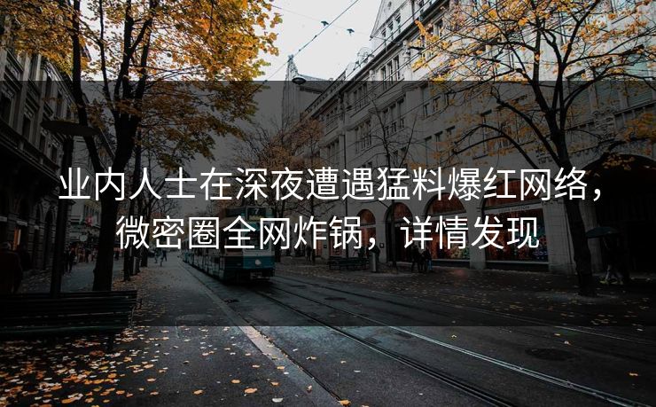 业内人士在深夜遭遇猛料爆红网络，微密圈全网炸锅，详情发现