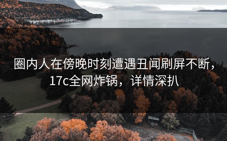 圈内人在傍晚时刻遭遇丑闻刷屏不断，17c全网炸锅，详情深扒