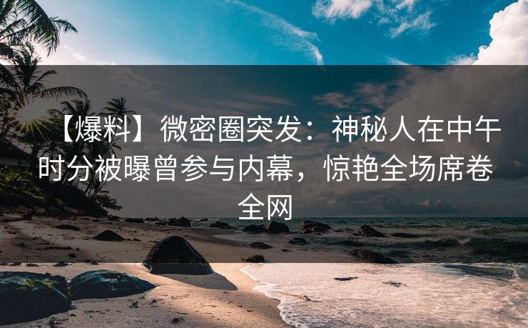 【爆料】微密圈突发：神秘人在中午时分被曝曾参与内幕，惊艳全场席卷全网