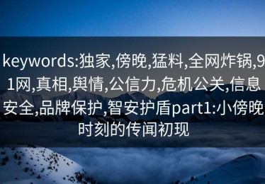 keywords:独家,傍晚,猛料,全网炸锅,91网,真相,舆情,公信力,危机公关,信息安全,品牌保护,智安护盾part1:小傍晚时刻的传闻初现