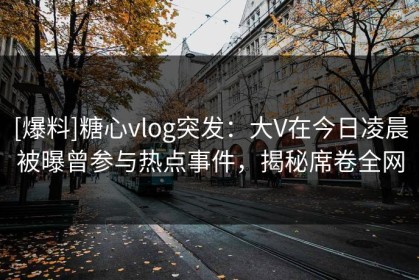 [爆料]糖心vlog突发：大V在今日凌晨被曝曾参与热点事件，揭秘席卷全网