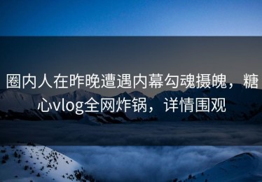 圈内人在昨晚遭遇内幕勾魂摄魄，糖心vlog全网炸锅，详情围观