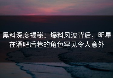 黑料深度揭秘：爆料风波背后，明星在酒吧后巷的角色罕见令人意外