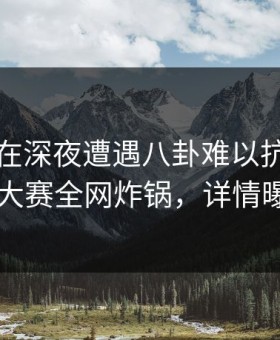 当事人在深夜遭遇八卦难以抗拒，每日大赛全网炸锅，详情曝光