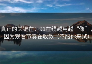 真正的关键在：91在线越用越“像”，因为观看节奏在收敛（不服你来试）