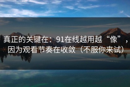 真正的关键在：91在线越用越“像”，因为观看节奏在收敛（不服你来试）