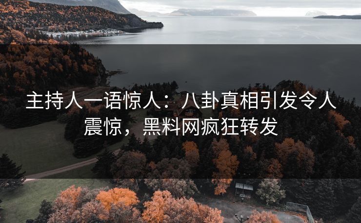 主持人一语惊人：八卦真相引发令人震惊，黑料网疯狂转发