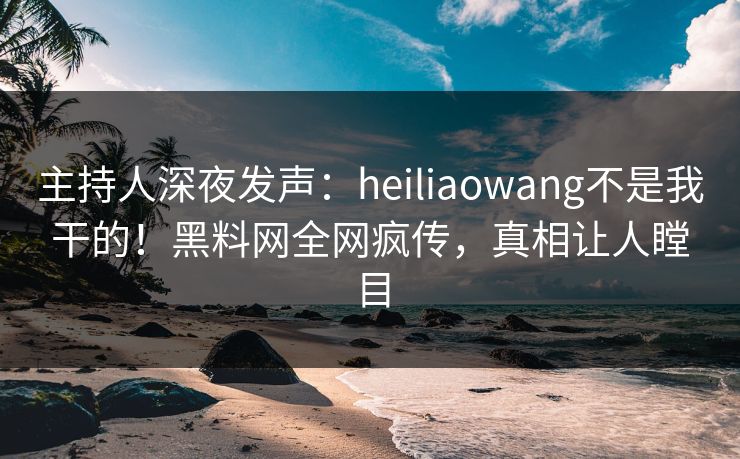 主持人深夜发声：heiliaowang不是我干的！黑料网全网疯传，真相让人瞠目