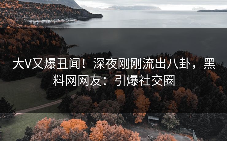 大V又爆丑闻！深夜刚刚流出八卦，黑料网网友：引爆社交圈