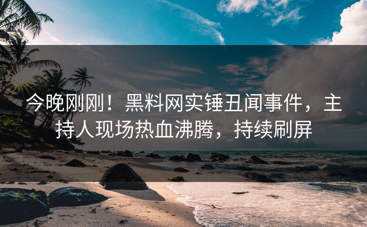 今晚刚刚！黑料网实锤丑闻事件，主持人现场热血沸腾，持续刷屏