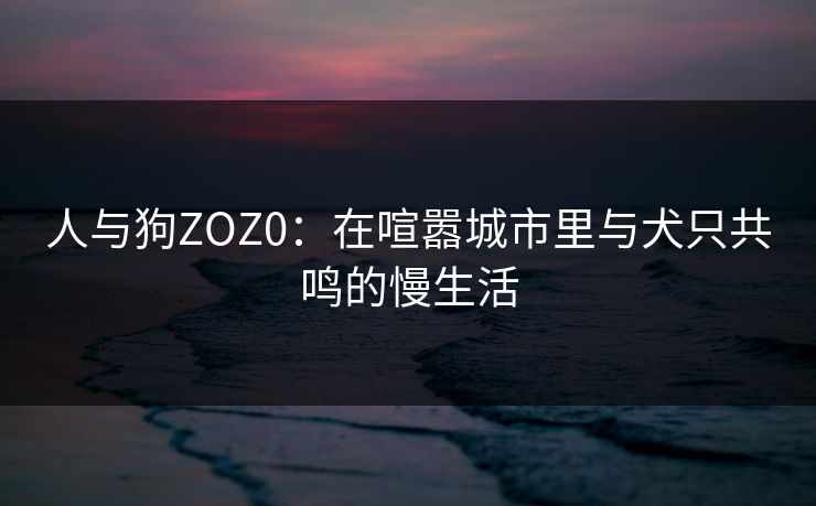 人与狗ZOZ0：在喧嚣城市里与犬只共鸣的慢生活
